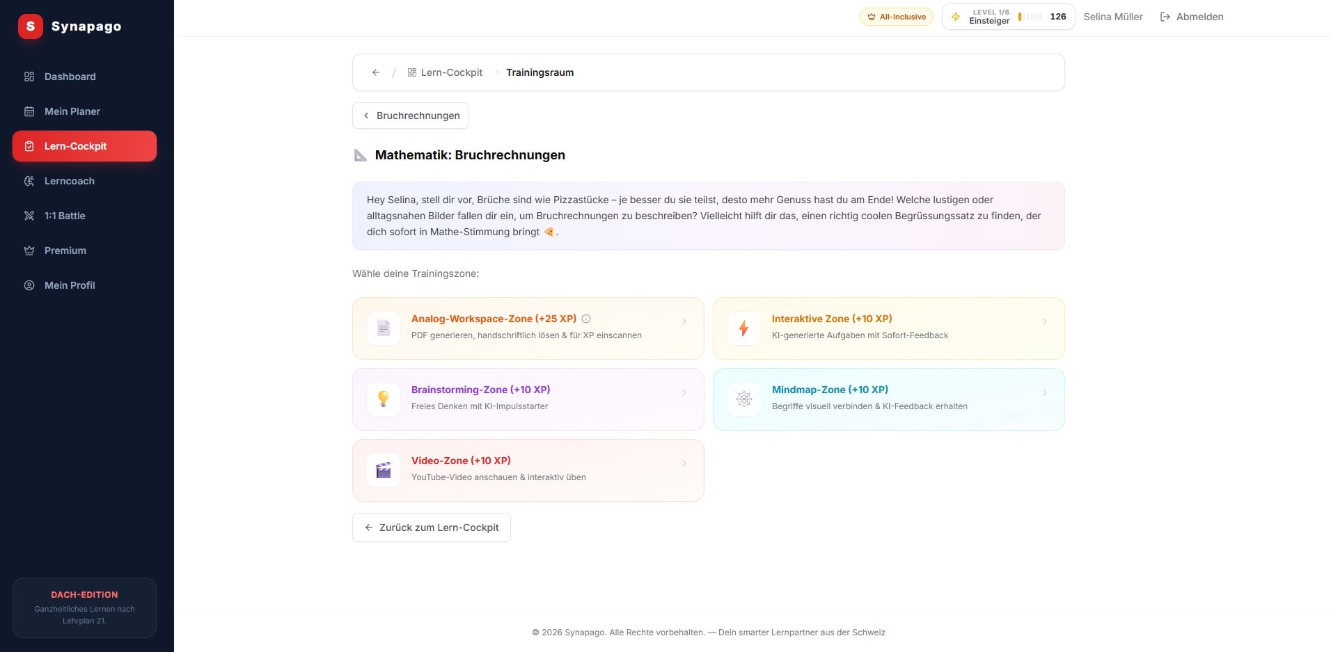 Der Trainingsraum mit Analog-Workspace