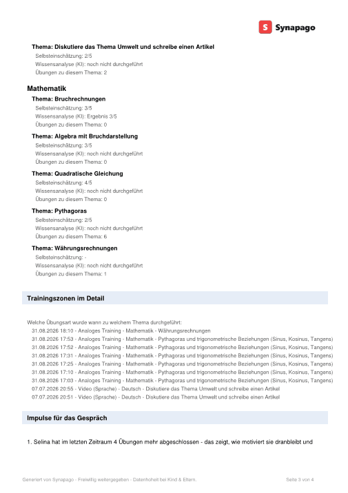 Kooperations-Report, Seite 3 (Beispiel)